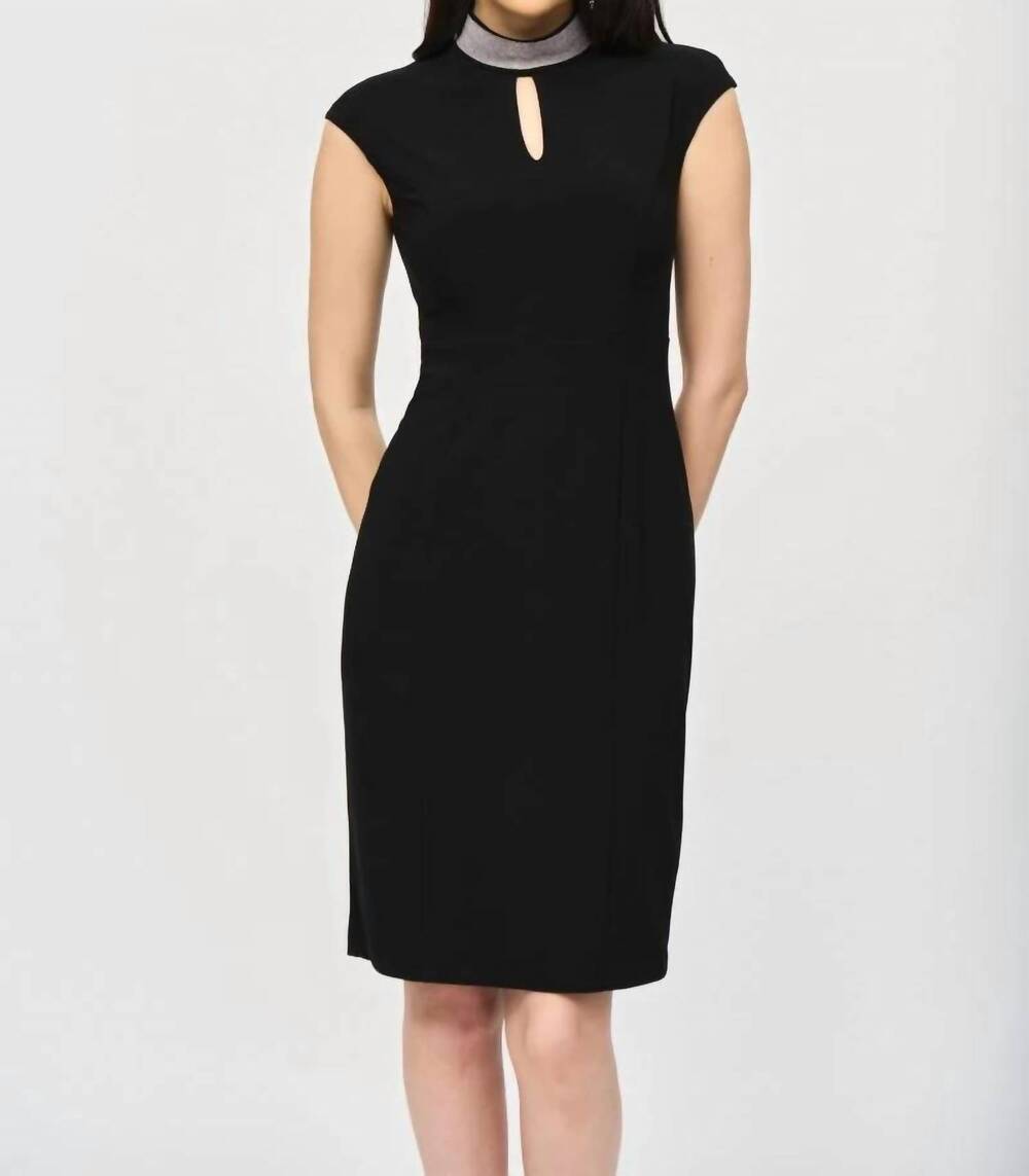 NEW JOSEPH RIBKOFF embellished choker collar sheath dress in black - Picture 5 of 7